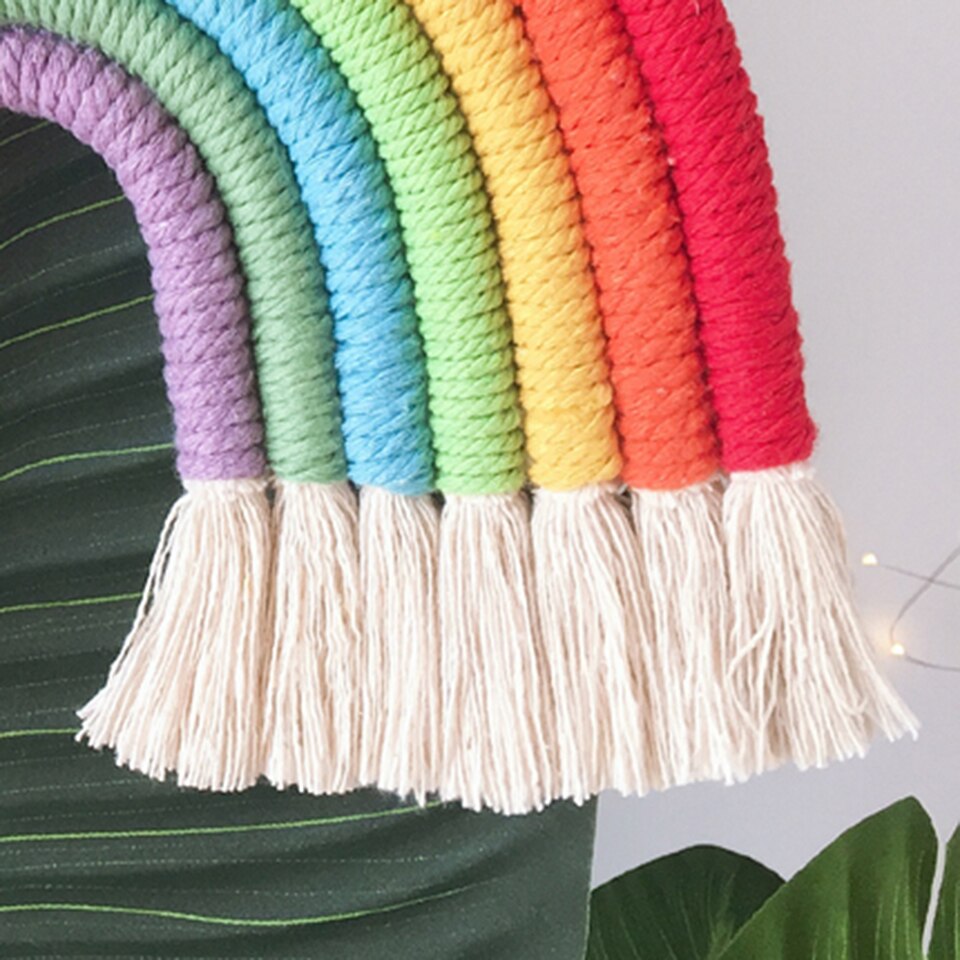 Bébé chambre décoration bricolage corde arc-en-ciel jouet tenture murale nordique tissé à la main arc-en-ciel ornements bébé chambre décor Photo accessoires