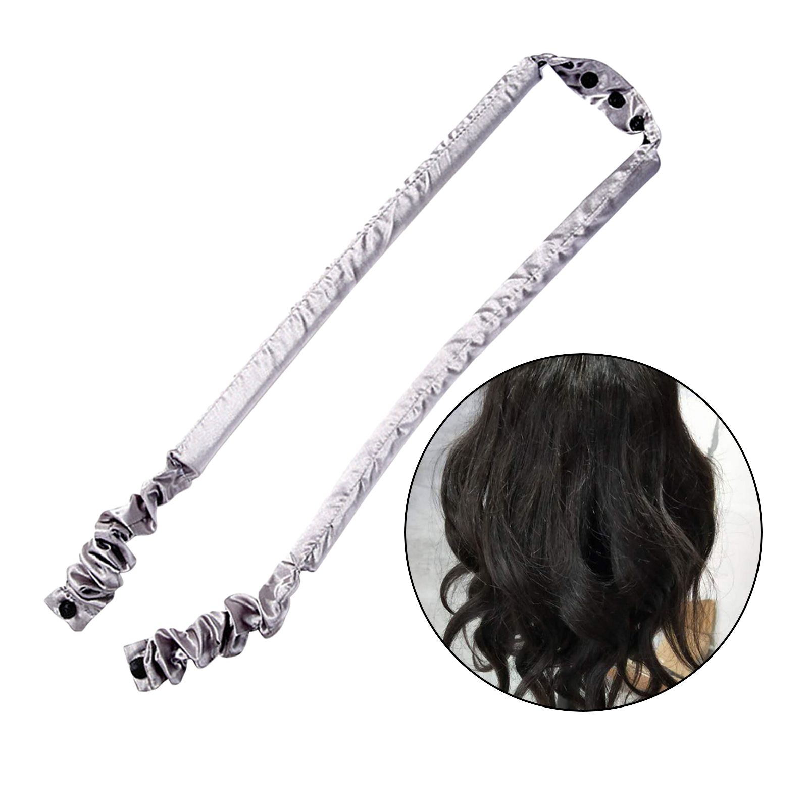 Heatless Curling Rod Curls Silk Ribbon Hair Rollers Sleeping Wave: Grey