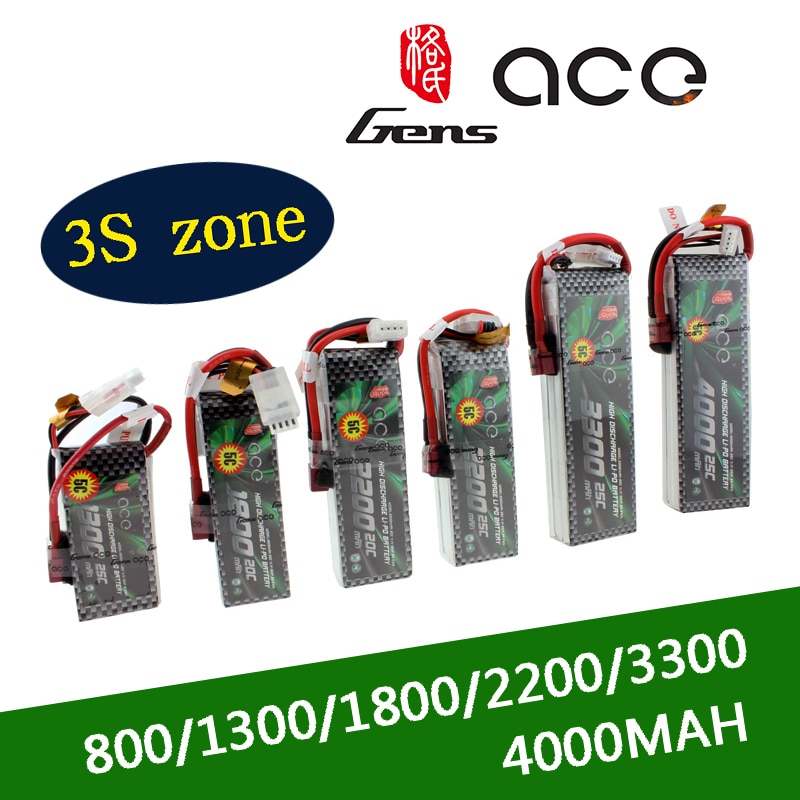 Gens ACE 2S Lipo 3S Battery 7.4V 11.1V 800mAh 1300mAh 1800mAh 2200mAh 3300mAh 4000mAh 5300mAh with T/XT60 Plug