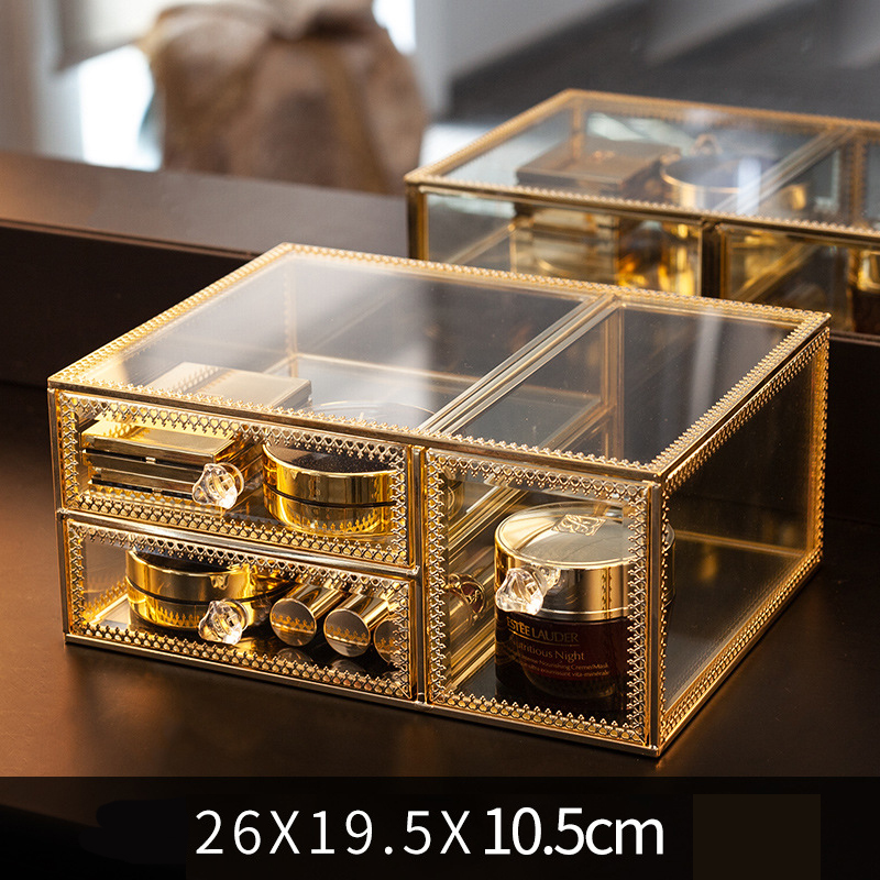 Opbergdoos Stofdicht Glas Opbergdoos Grote Capaciteit Lipstick Cosmetische Organizer Home Decoratie Make Container Opslag Lade: D