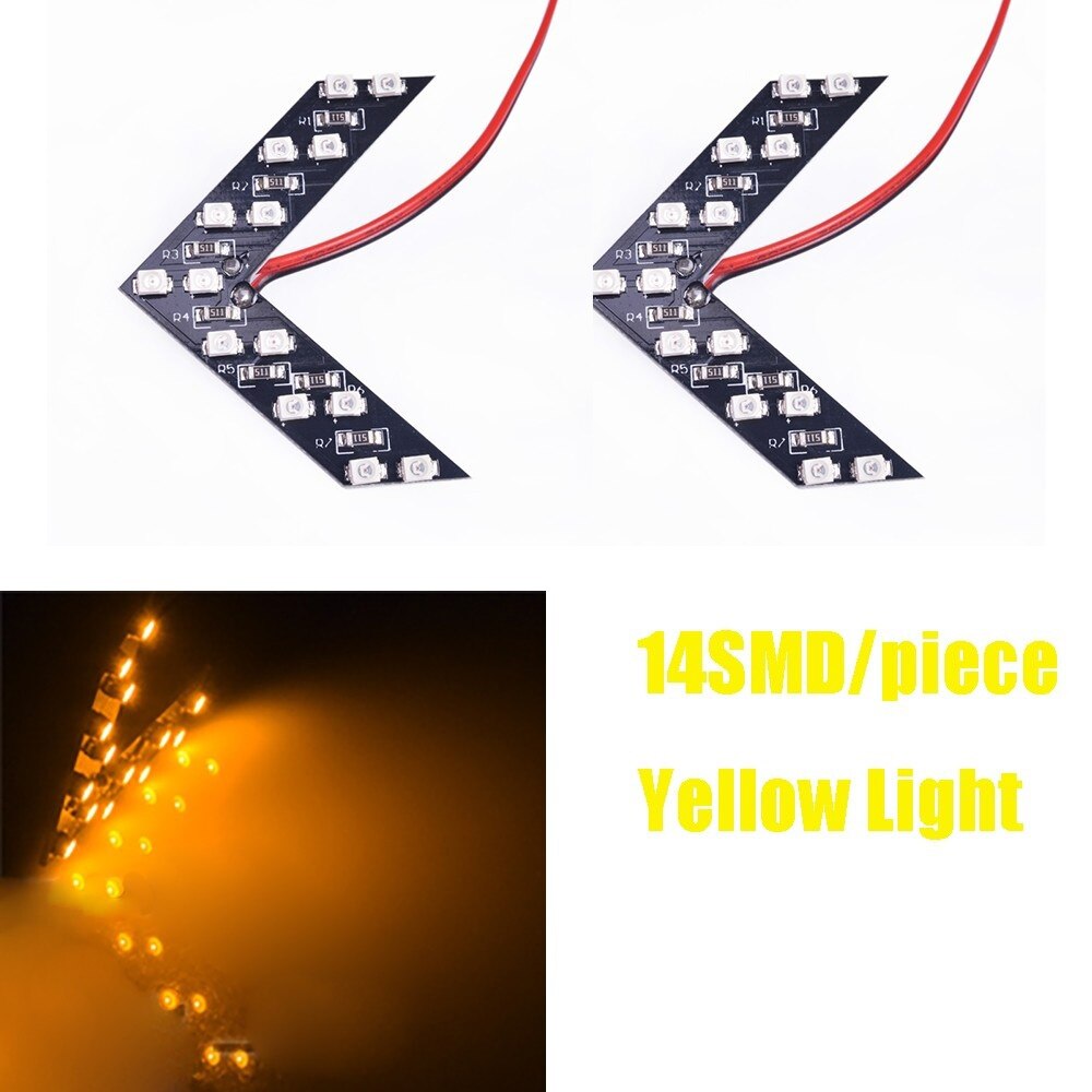 2 Stks/partij 14 Auto Achteruitkijkspiegel Licht Smd Led Arrow Panel Voor Auto Achteruitkijkspiegel Indicator Richtingaanwijzer autolichten: 4