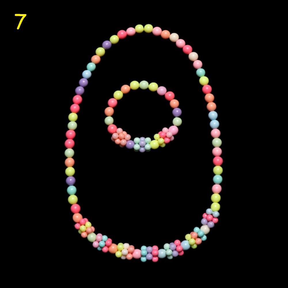 1 Set Prinses Meisje Ketting + Armband Kralen Speelgoed Vlinders Bloemen Baby Handgemaakte Ketting Kinderen Verjaardag Accessoires: 07