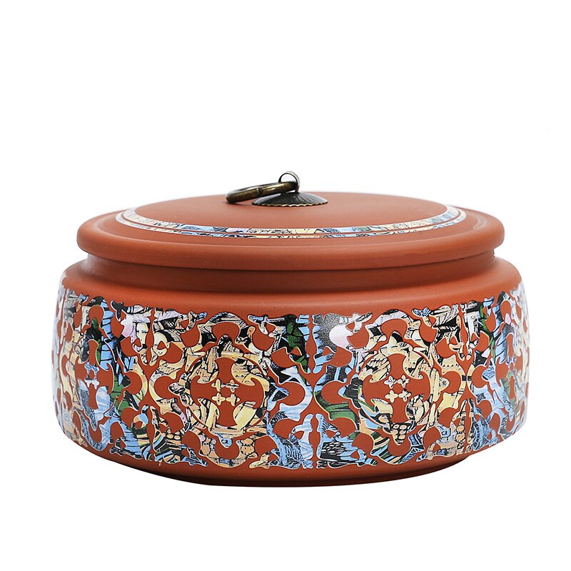 Koffie Bus Chinese Keramiek Thee Caddy Grote Snoep Opslagtank Draagbare Verzegelde Thee Pot Paarse Klei Reizen Thee Dozen
