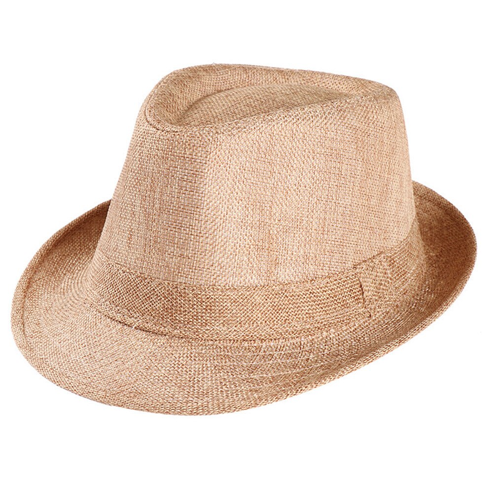 Unisex Trilby Gangster Cap Strand Sonne Strohhut Band Sonnenhut Hüte Caps chapeau femme sombrero mujer gorro muts casquette шляпа: Khaki 