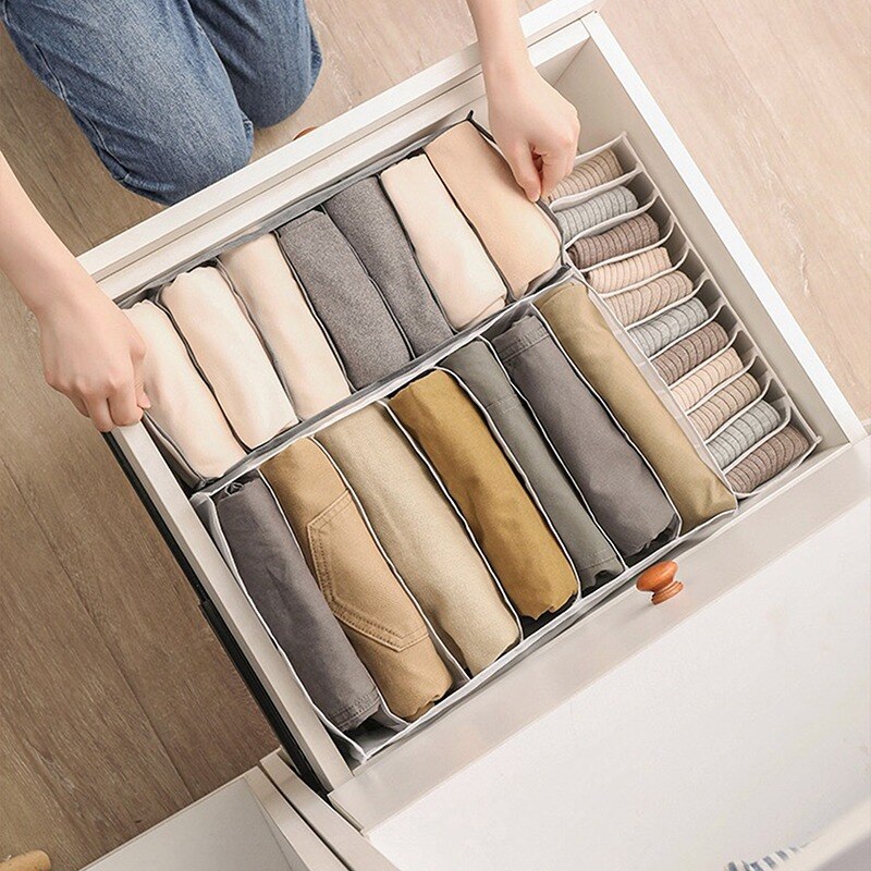Anpassbare Jeans-Aufbewahrungsbox mit Fächern, Socken, Kleidung, Unterhosen, Schubladenteiler, Unterwäsche-Aufbewahrungsbox, Schrank-Organizer