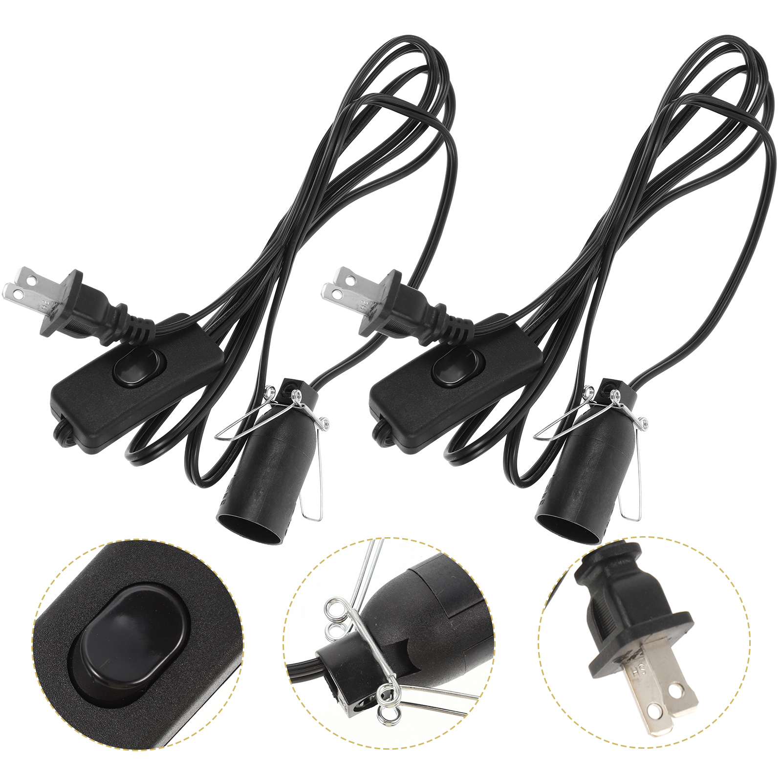 2 Pcs Lamp Holder E12 Light Socket Cord Replacement Salt Wire Power Candelabra Sockets Lamp Bases Lighting Accessories Crystal
