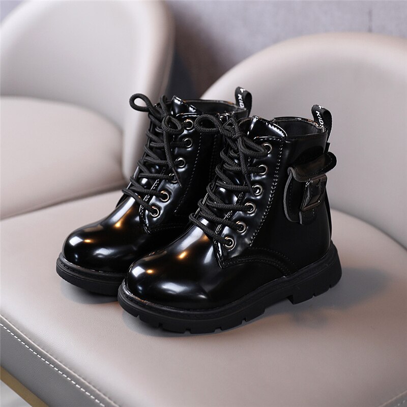 2022 Fshion Children Martin Boots Ankle Lace-up British style Motorcycle Boots Boys Girls Kids Shoes 01B