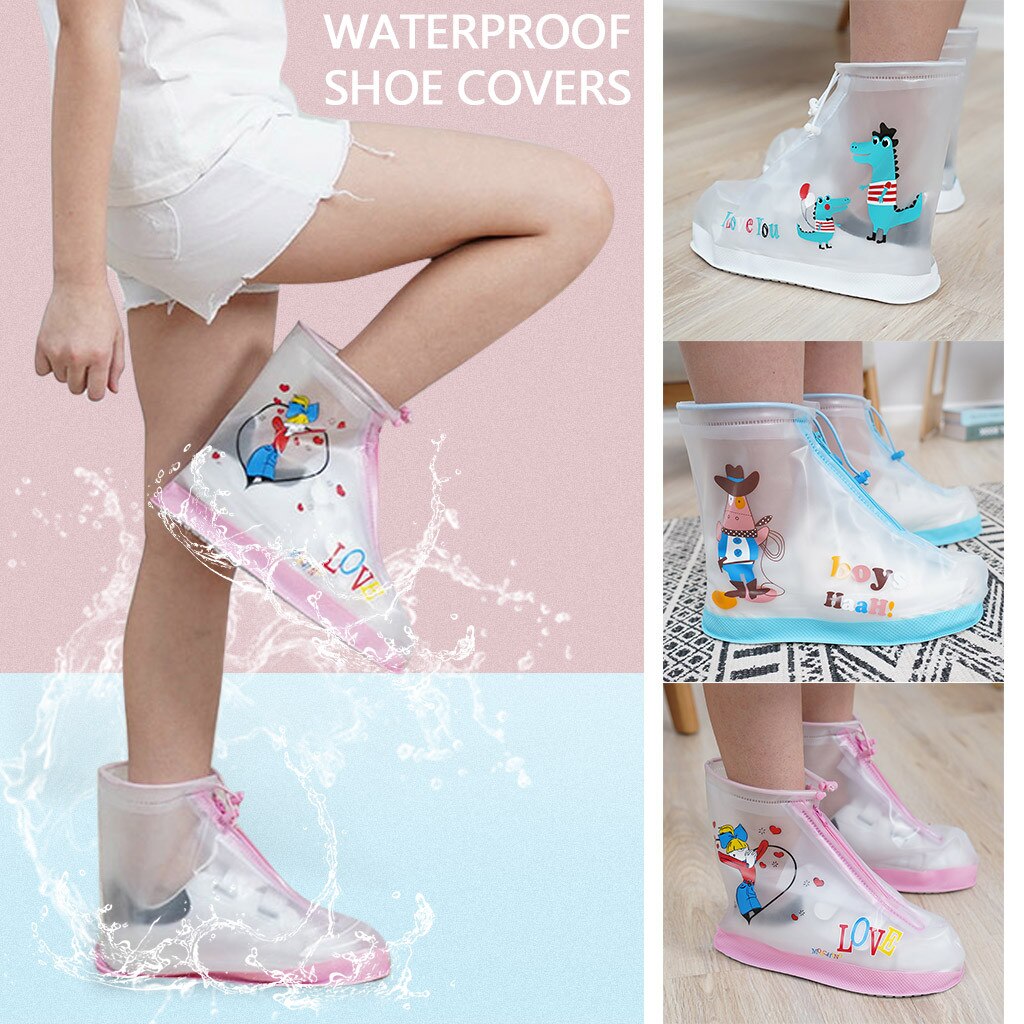 1Pair Non-disposable Protective Thicken Waterproof Carpet Cleaning Shoe Cover For Kids Children Outdoor Travel Shoe Cover A21#3