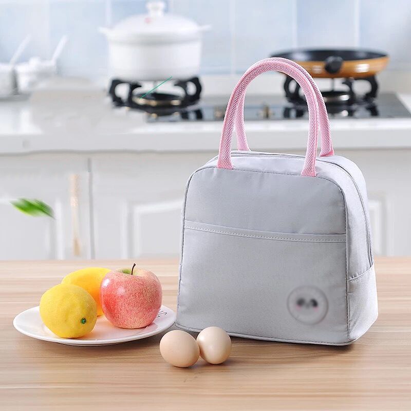 Einfarbig Wasserdichte Oxford Tragbare Zipper Mittagessen Taschen Frauen Student Lunchbox Thermo Tasche Im Freien Picknick Isolierung Kühltasche