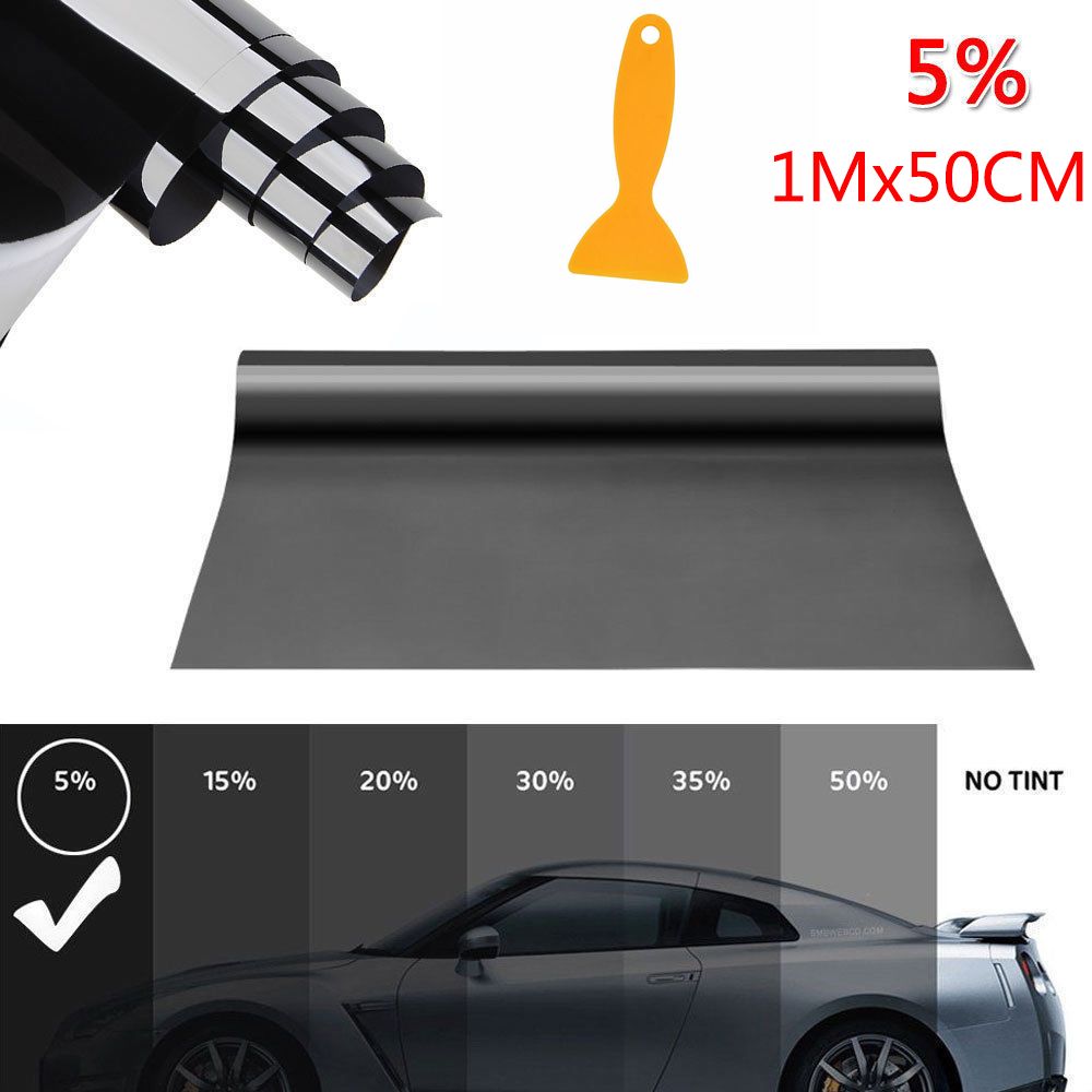 100x50cm 5% VLT Car Window Tint Dark Smoke Black Film Uncut: Default Title