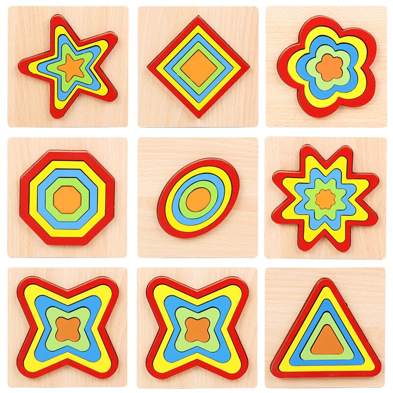 Wooden Puzzle Toys Geometry Color Cognitive Toys Kindergarten Montessori Early Educational Toy Baby Busyboard Jigsaw toy