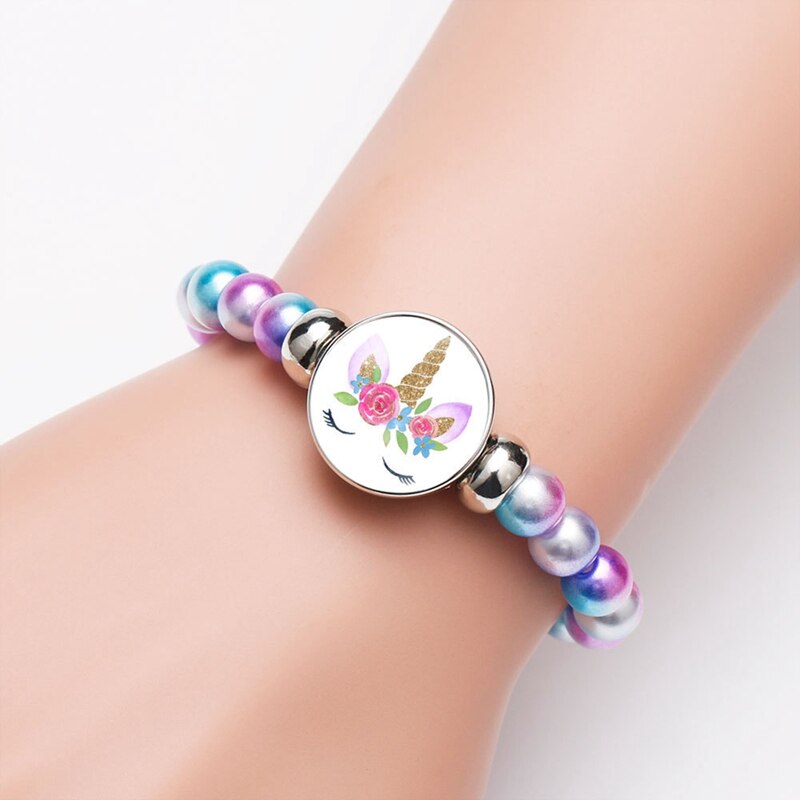 freundlicher Karikatur Einhorn Armbänder Schnur Schmuck Stein Armreif Einhorn Perlen Armbinde Geburtstag Partei freundlicher Armbinde