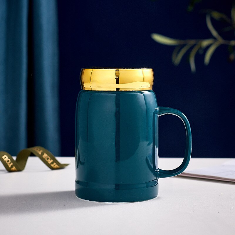 coffe cups with lid spoon Brief Mirror porcelain green red ceramic mug NOT A DAY Beer mug Office Home Couple lover: style 1