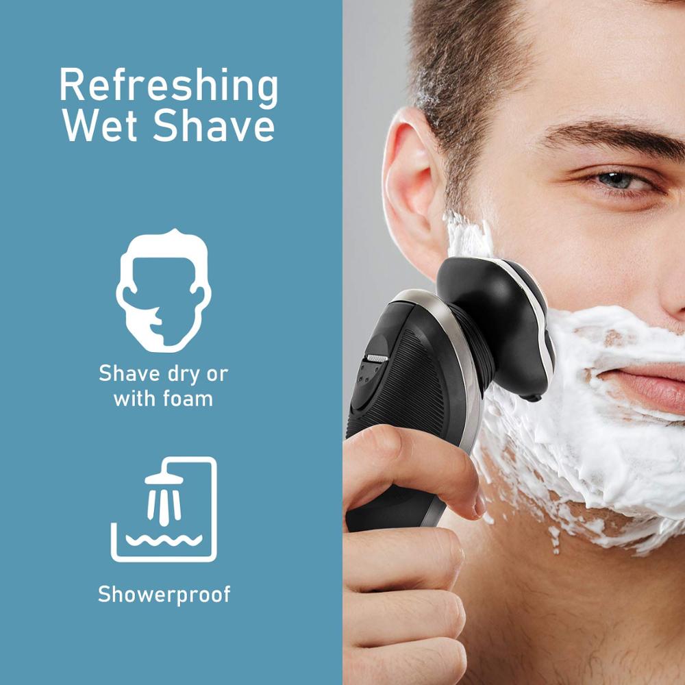 rotary electric shaver wet dry beard electric razor for men rechargeable facial shaving machine with smart cleaner
