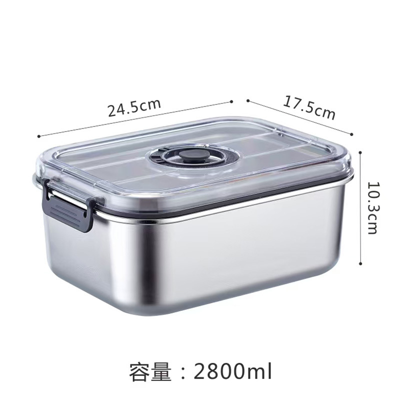 Stainless Steel Vacuum Food Storage Container Airtight Kitchen Refrigerator Safe for Vegetables Fruits Essential: Red