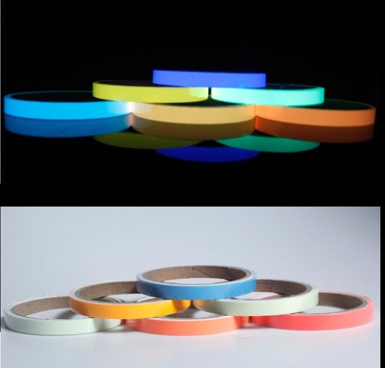 Cinta de seguridad autoadhesiva para decoración del hogar, cinta de advertencia fluorescente luminosa de 1cm/1,5 cm x 1M para mascotas, lámina luminosa de seguridad para escenario