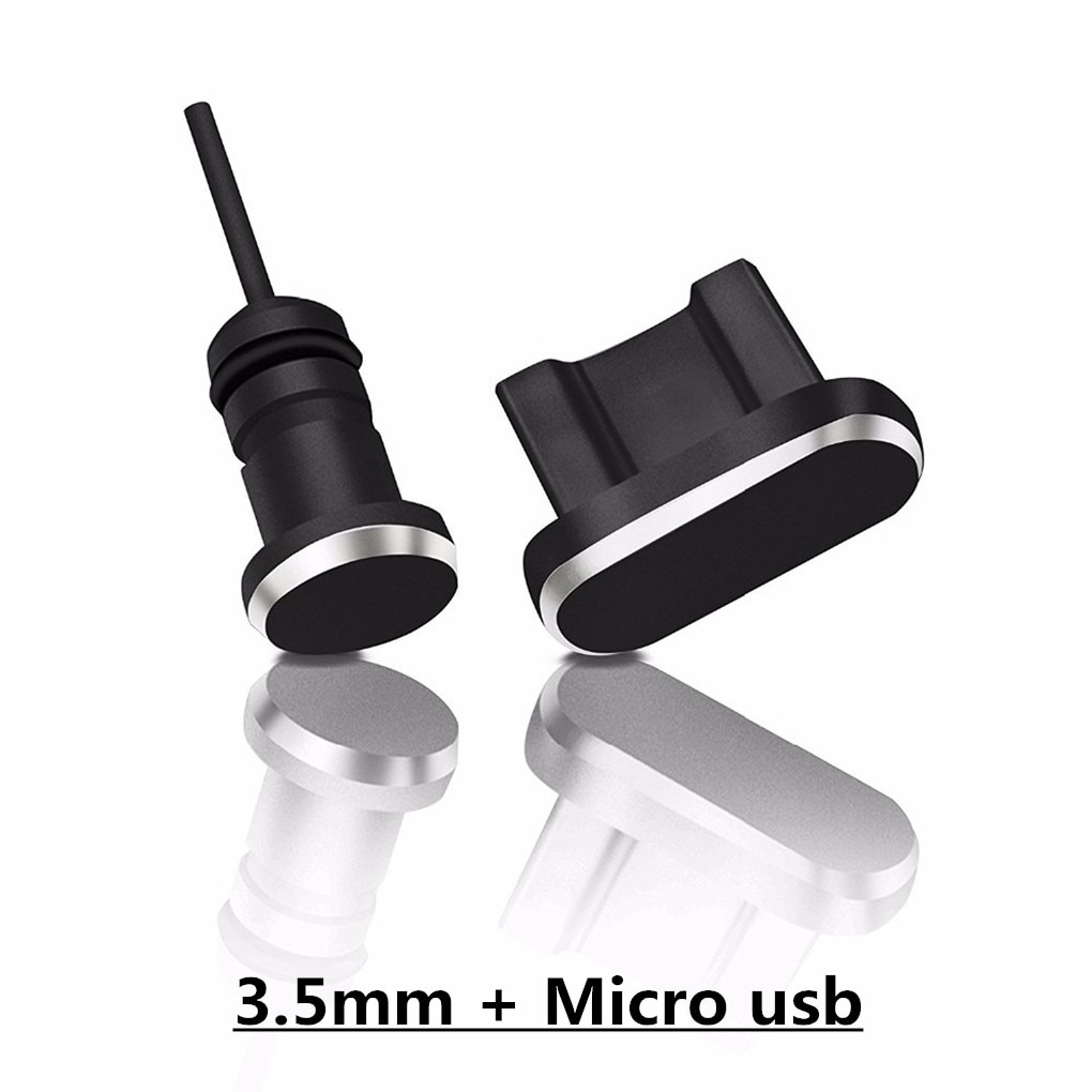 2 Stuks Micro Usb Telefoon Opladen Poort + 3.5Mm Koptelefoon Jack Micro Usb Anti Dust Plug Voor Xiaomi Voor huawei