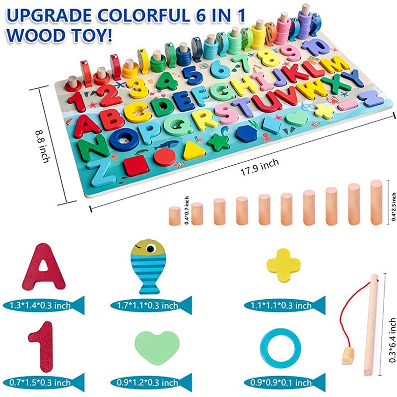 Montessori Educational Wooden Toys Children Busy Board Shape Color Math Matching Puzzle Magnetic Fishing Counting Toys