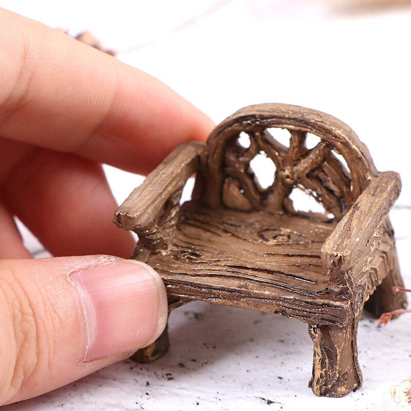 Mini Garden Ornament Miniature Park Seat Bench Craft Fairy Dollhouse Decor Micro Home Landscape Decor Accessories
