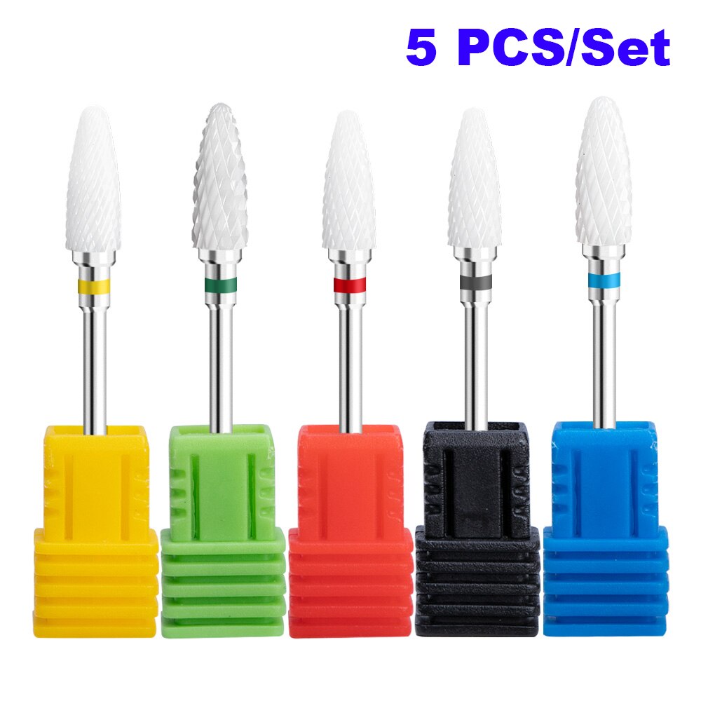 Juego de brocas de cerámica para uñas, Kit de taladro eléctrico de manicura para fresadora, limas de uñas, accesorios de equipo de arte de uñas, 5 uds.: SET 4