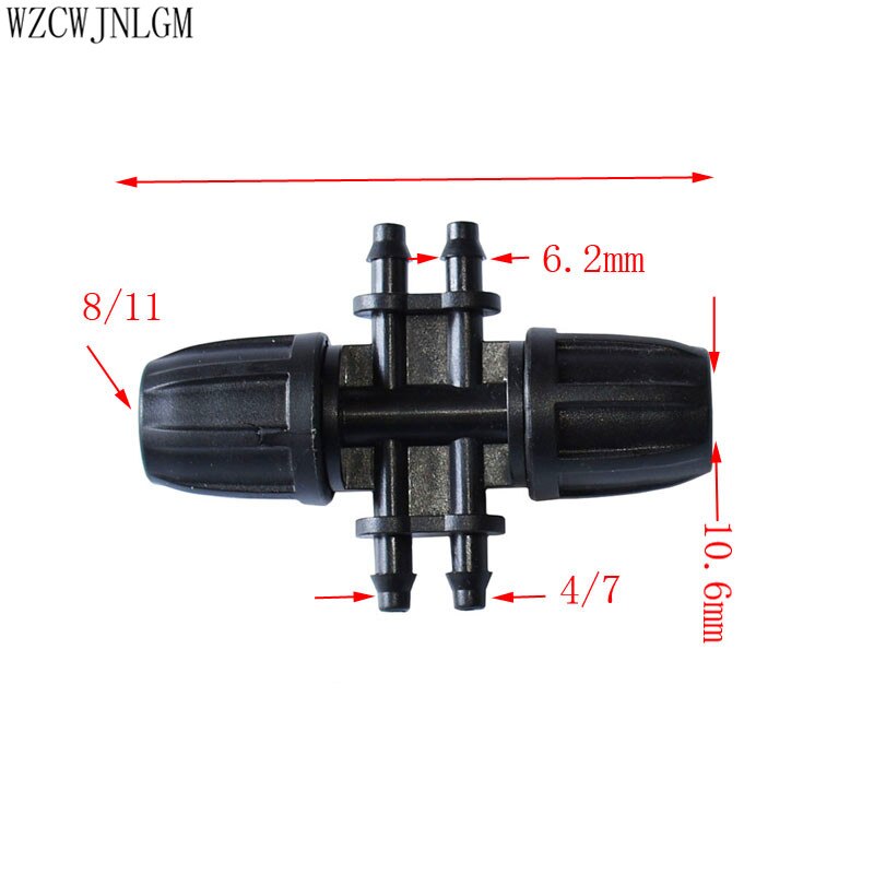 Tuin Drip slang connector 8/11mm om 4/7mm 4 manier slang distributeur 20 stks