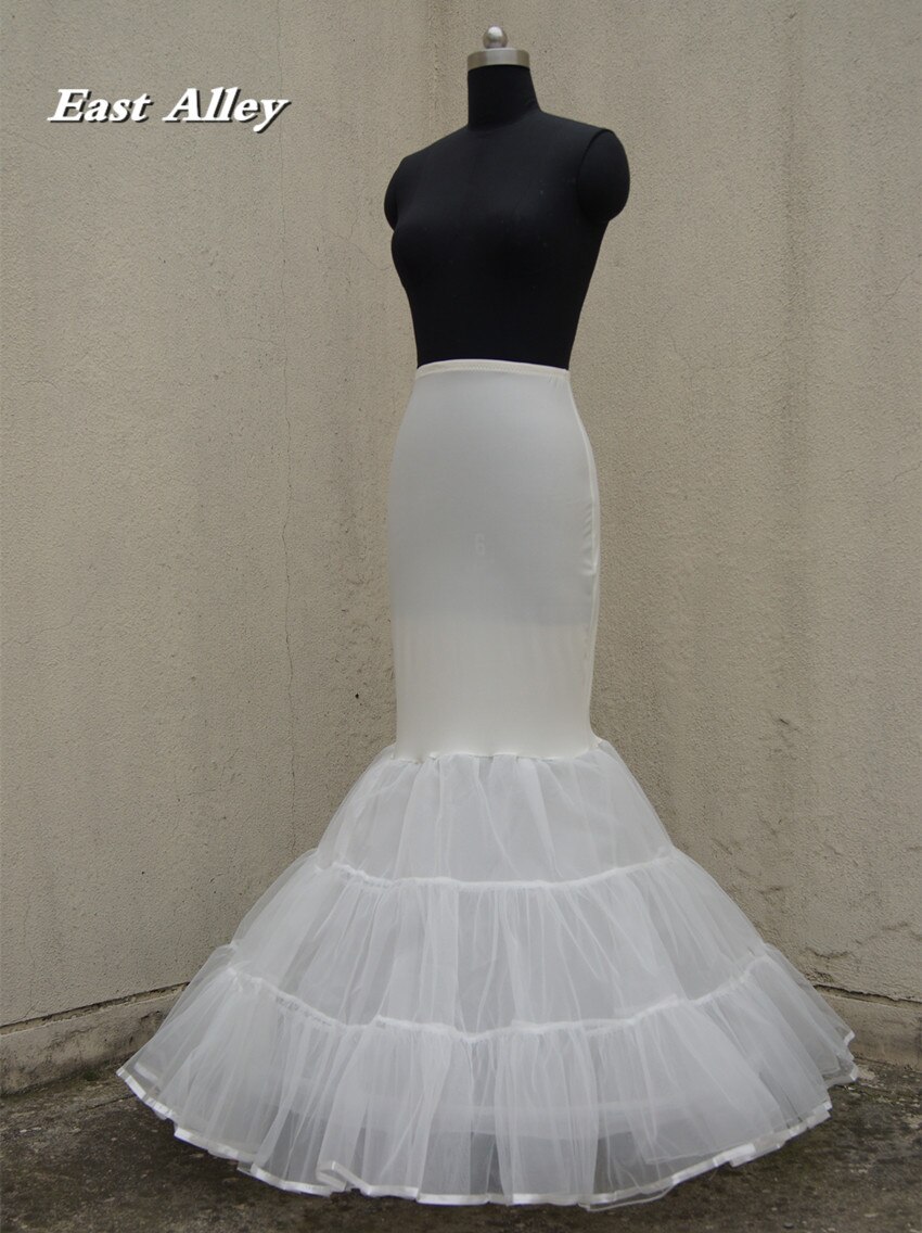 Plus size zeemeermin trompet trouwjurk petticoat crinoline onderrok volledige slip ivoor / wit / zwart: Ivoor