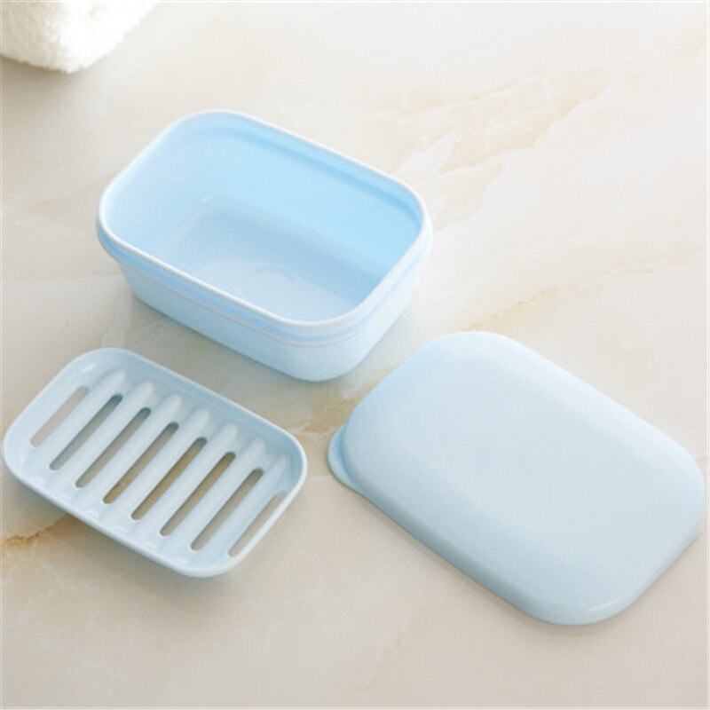 Travel School Soap Tray Portable Rectangle Soap Box With Drain Low & Lid Stylish Soap Dish