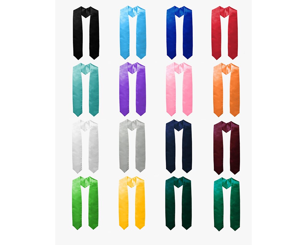 Graduationmall Adult Graduation Plain Stole Satin Fabric In Sky Blue