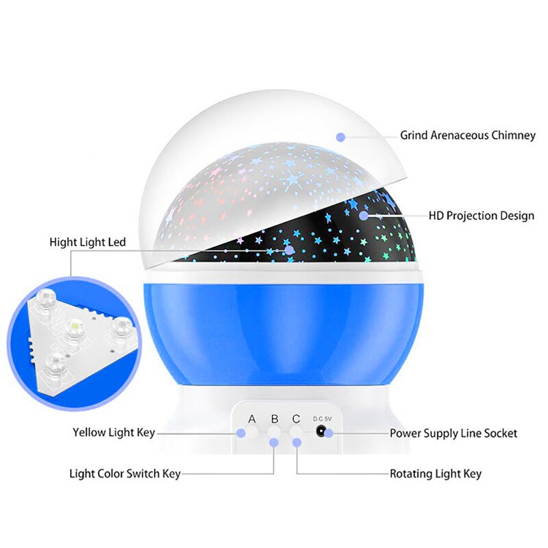 Himmel Projektor Sterne Mond Galaxis Nachtlicht Für freundlicher freundlicher Schlafzimmer Dekor Projektor Rotierenden Kindergarten Nachtlicht LED Baby Lampe