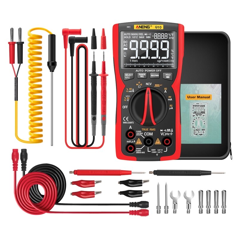 Multimetro Digitale Tester Professionale Tascabile con Cavi Puntali Di Multimetro Digitale Tester Professionale Tascabile con Cavi Puntali Di