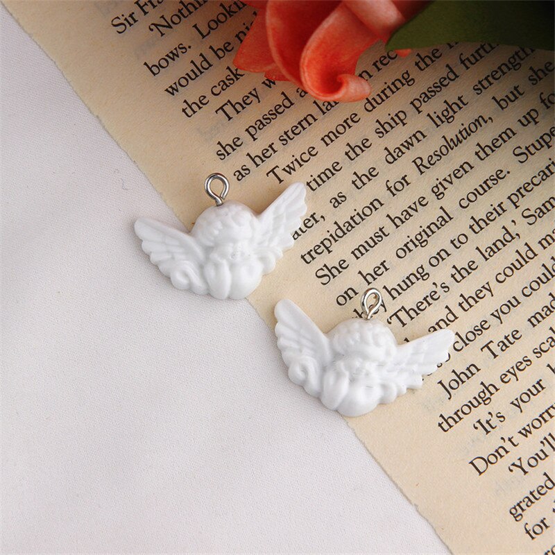 10 pçs mini branco asa anjo resina encantos para descobertas de jóias artesanal colar pingente brincos eardrop chaveiro acessório p97