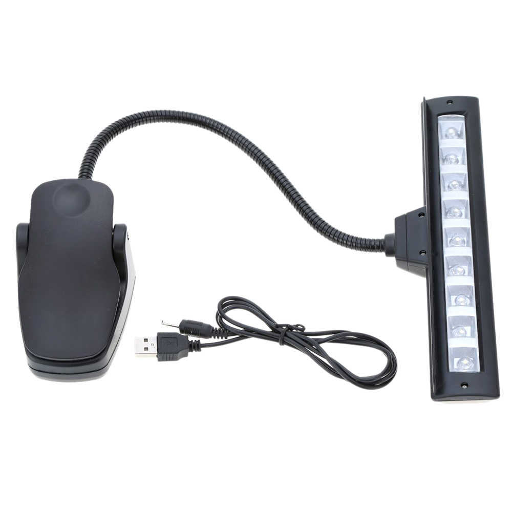 9 LEDs LED Leeslamp Leeslamp Desk Clip Lamp voor Piano muziek score stand Black