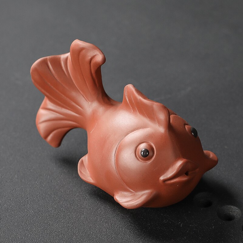1PCS Chinese Boutique Purple Clay Tea Pet Lucky Fish Statue Ornaments Handmade Tea Set Decoration Accessories Desktop Crafts: A1 -- 7.3x4x5cm