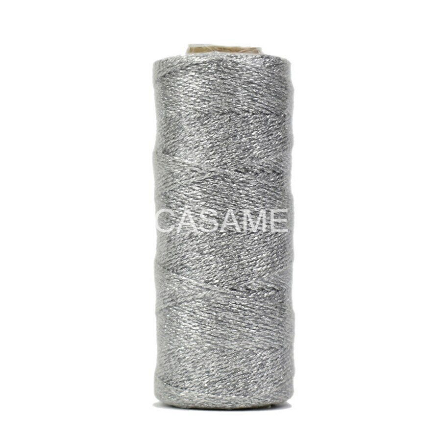 Metallic 2 st 12- ply guldguld silver garn rep baker garn för hantverksförpackningsspolar: Silver-