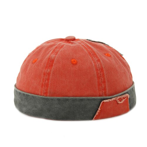 Stil patch mænd vintage hip hop hat personlighed hul cap justerbar brimless hat udlejer åndbar beanie hat sømand cap mand: Rød