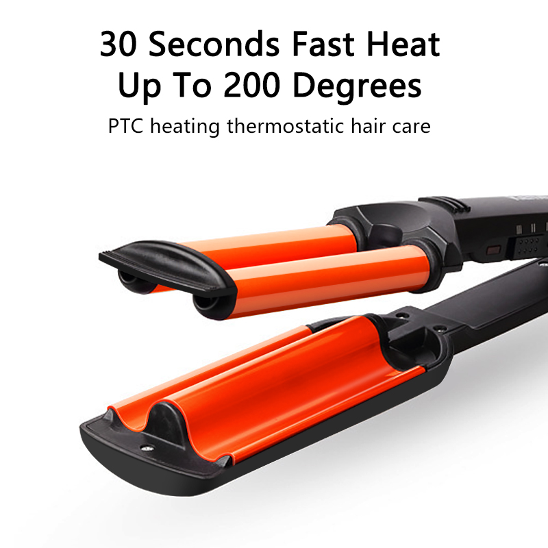 Hair Wave Curling Wand Iron Ceramic Triple Barrel Electric Automatic Rotating Hair Curler Styling Tools For Wet&amp;Dry