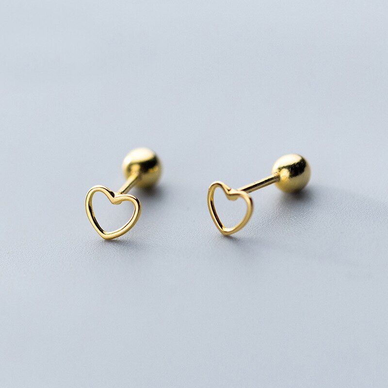 Pendientes MloveAcc auténticos de Plata de Ley 925 con forma de corazón para mujer, joyería de para el Día de San Valentín: Gold Color