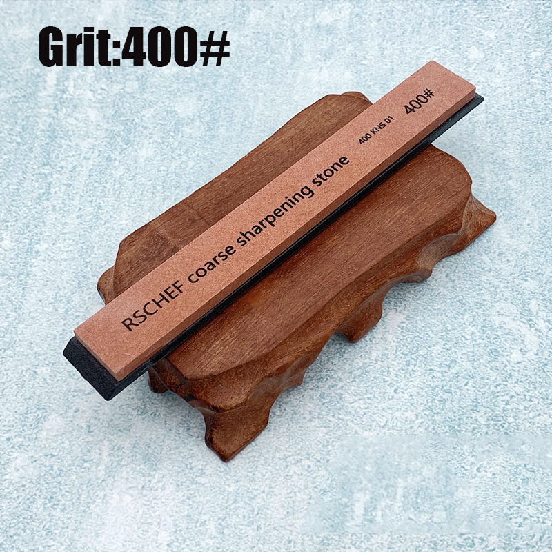 Small sharpening stone with base for kitchen knife Fixed angle sharpener outdoor whetstone Apex edge White corundum: 400 Grit