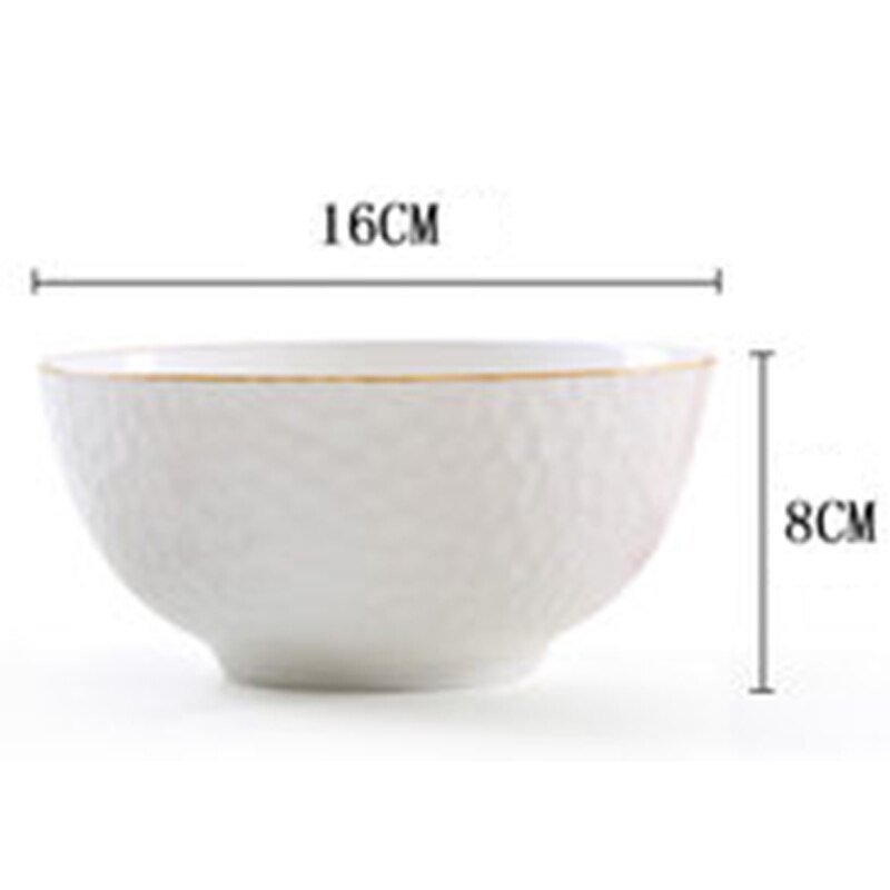 Ceramic Tableware Rice Bowl Hand-painted Gold Phnom Penh Soup Bowl Bone China Embossed Noodle Bowl Kitchen Accessories: 6 inch