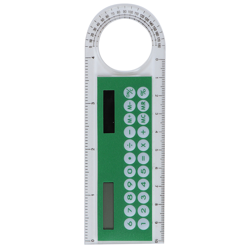 Mini-calculadora cartão de 10cm, energia solar, criativo, com régua multifuncional, material de escritório e escola, 1 peça: green