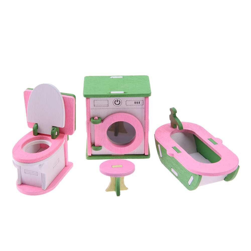 Rosa Bagno Mobili Mobili Per La Casa per le Bambole di Legno Letto A Castello Mobili In Miniatura di Legno Giocattoli per I Bambini Di Compleanno Regali di Natale: 04