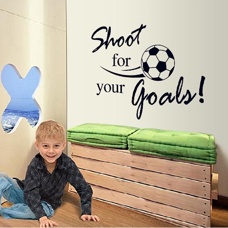 Flyvende fodbold skyd til dit mål wallsticker engelske bogstaver hjemmemærkater klistermærker til børneværelse stue indretning vægmaleri
