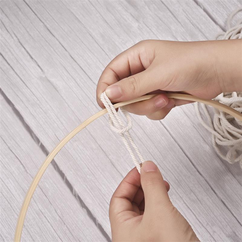 Anneau Macramé en Bambou pour Broderie et Attrape-Guirlande, Idéal pour Panier de Noël Suspendu, Cercle de Croix, en Bois, Fait à la Main, Décoration d&#39;Intérieur, 1 à 5 pièces