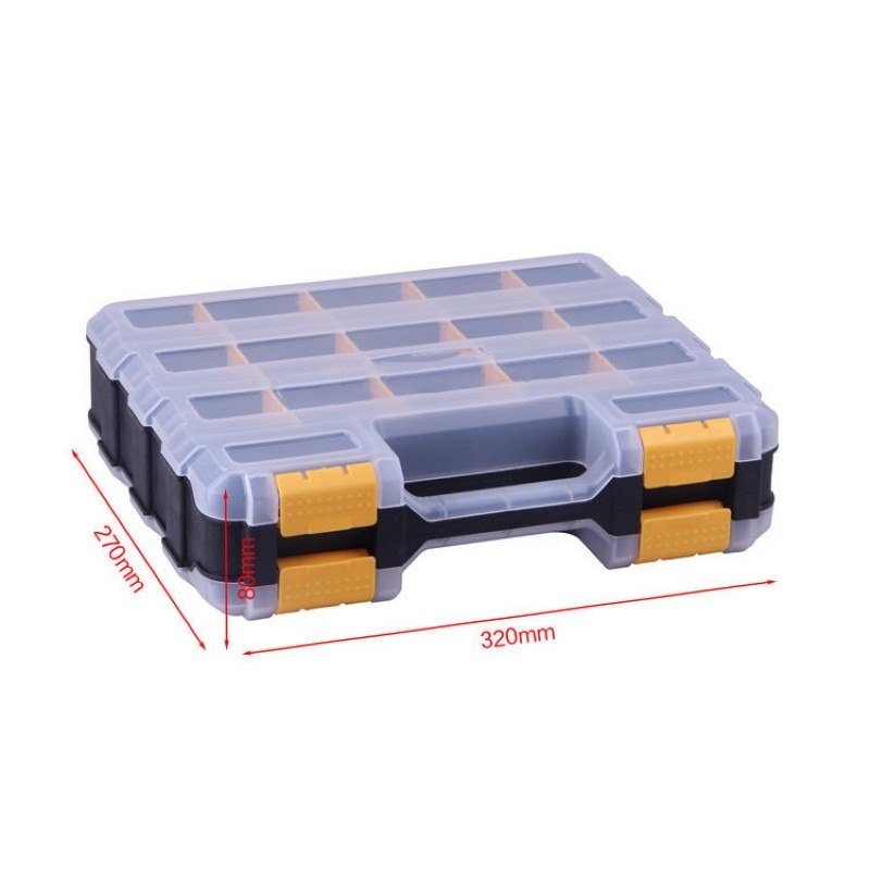 12 inch toolbox double-sided open plastic portable parts toolbox classification component box 320x270x80mm