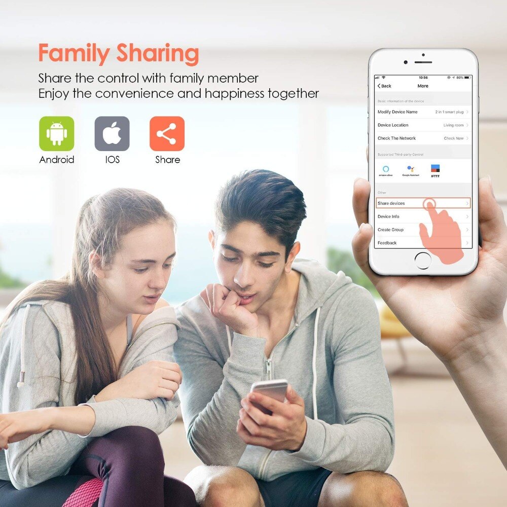 Lonsonho tuya smartplugg wifi-kontakt type b oss støpsel 16a strømmonitor fungerer med alexa google hjem mini