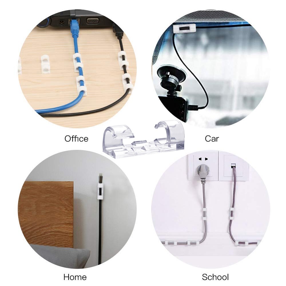 20Pcs Finisher Draad Klem Zelfklevende Draad Organisator Kabelhaspel Clip Gesp Ties Fixer Lijn Fastener Holder Cord management