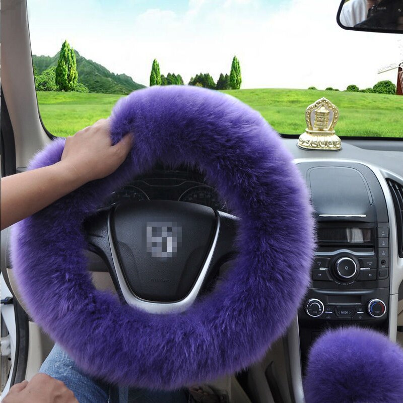 Luipaard auto stuurhoes, universele anti-slip winter warme stuurwiel wrap pluizige pluche voor meeste auto's, diameter 36-38 cm