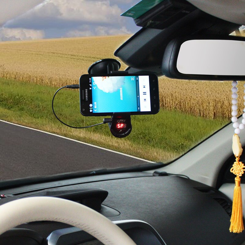 YUANMINGSHI Auto Halfter Für Smartphone mit Ladung Auto FM Sender mit Lautsprecher + Freisprecheinrichtung Clever Telefon Auto Halfter