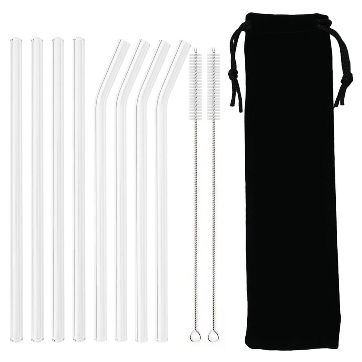 High Borosilicate Reusable Glass Straw Eco Friendly Drinking Straw Set for Smoothies Cocktails Bar Accessories Straws with Brush