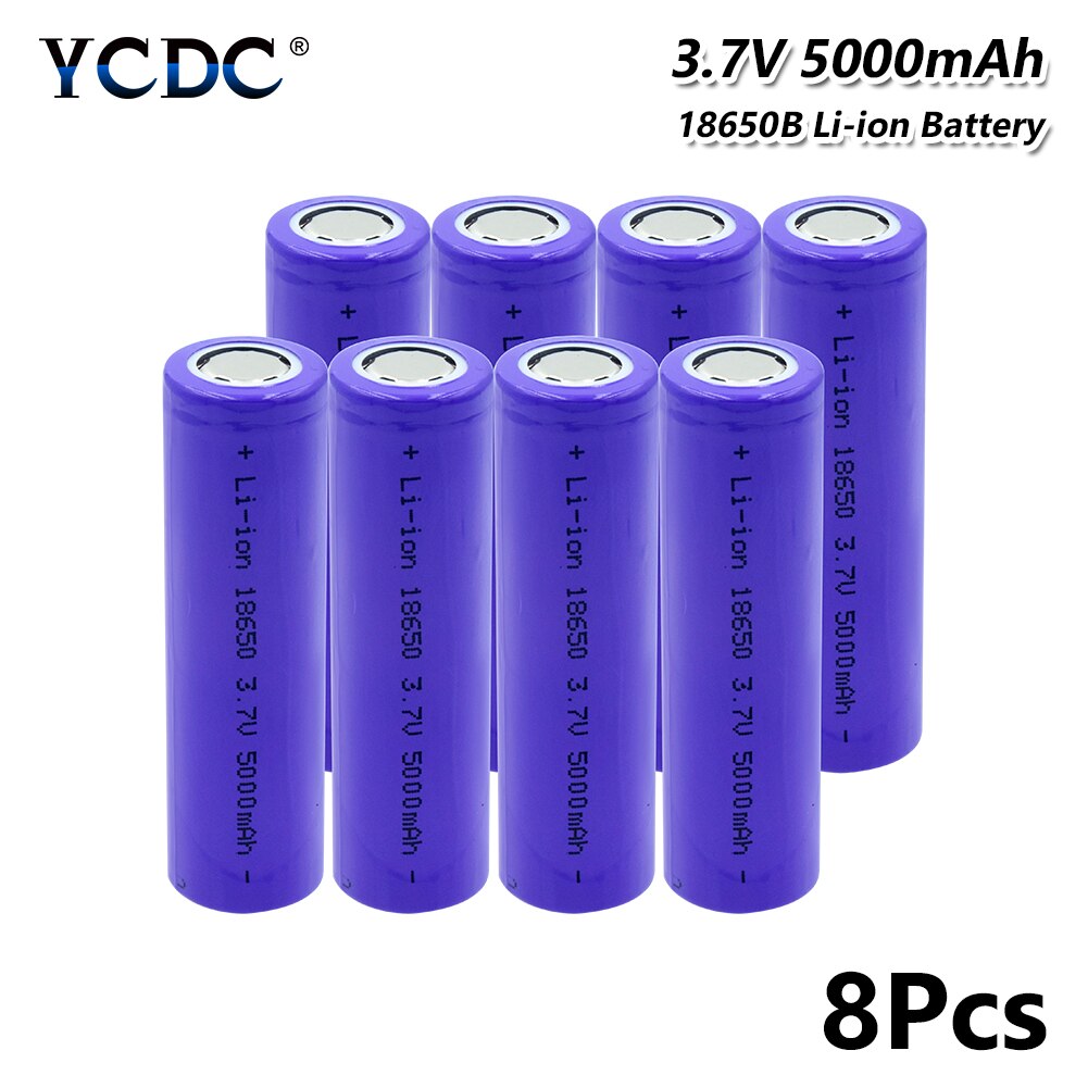 18650 batteri 3.7v 5000 mah hög-urladdning litiumjon litium li-polymer uppladdningsbar batteri batteri för led ficklampa fackla: 8 st